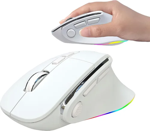 Vista 8 de Ratón ergonómico con forma de manos medias, modo dual (Bluetooth+USB), recargable con túnel carpiano vertical Bluetooth inalámbrico