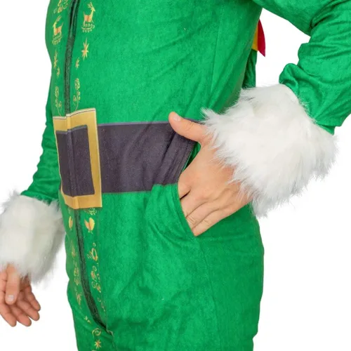Vista 4 de Disfraz unisex de Buddy The Elf para adultos, disfraz de película de Halloween, pijama