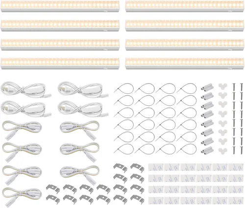 Vista 11 de Barrina Luces de crecimiento T5, lámpara de crecimiento de 1 pie para plantas de interior de espectro completo, bombillas LED de cobertura negra