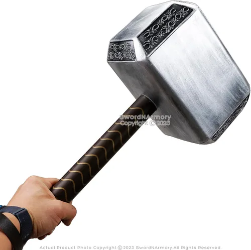 Vista 6 de Martillo de espuma grande de 16.5 pulgadas, Thor, dios nórdico, trueno, héroe, película cómic, cosplay