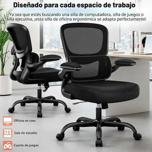 Vista 7 de BESTFAIR Silla de oficina ergonómica, silla de escritorio de malla transpirable cómoda con soporte lumbar, silla de computadora, silla de escritorio