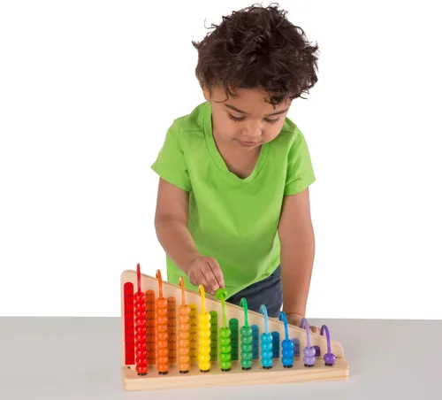 Vista 8 de Melissa & Doug – Ábaco de suma y resta – juguetes educativos con 55 perlas de colores y construcción de madera resistente