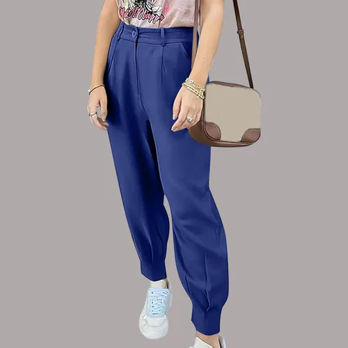 Vista 2 de Mnyycxen Business Pants for Women HighSmocked Comfortable StreetStyle Trousers Fashion 2024 Tapered Pant Sweatpants Pant