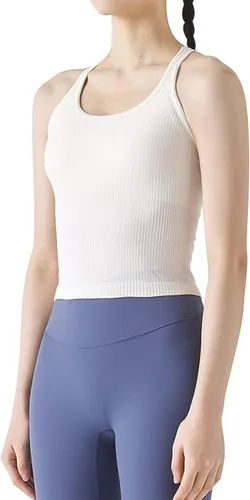 Vista 108 de sphinx cat - Camiseta corta de entrenamiento para mujer, camiseta sin mangas, acanalada, con espalda cruzada y brasier integrado