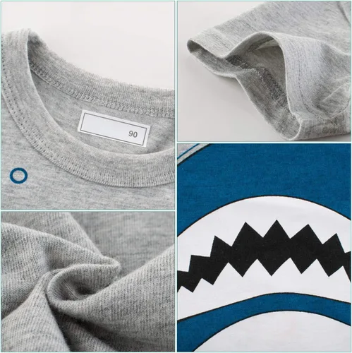 Vista 5 de Paquete de 4 camisetas de algodón de manga corta con cuello redondo para niños de 2 a 7 años