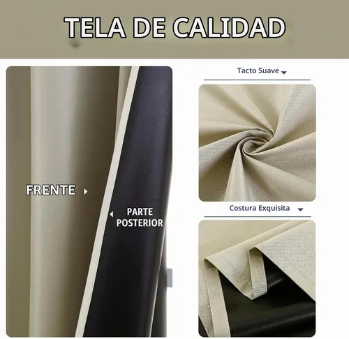 Vista 5 de Cortinas opacas 100% beige para dormitorio, cortinas de oscurecimiento de habitación de 84 pulgadas, cortinas opacas para sala de estar, cortinas