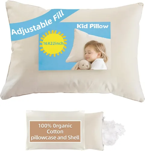Vista 7 de Almohada orgánica con funda de almohada de dibujos animados - 16x22 Almohada para niños con funda de 100% algodón orgánico, almohada juvenil