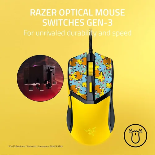 Vista 3 de Razer Cobra Pokémon Edition - Ratón ligero con cable para juegos - Sensor de 8500 ppp - 2.05 oz - Interruptores ópticos de ratón de 3ª