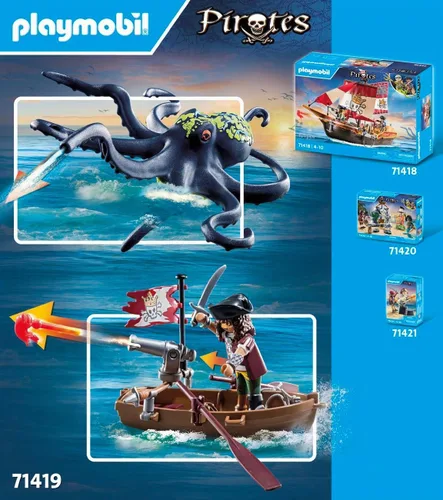 Vista 5 de Playmobil Piratas: Batalla con el pulpo gigante