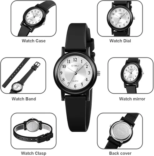 Vista 5 de TOOCAT Reloj de pulsera para mujer, reloj de cuarzo simple de moda, impermeable, mini relojes analógicos ultrafinos para niñas y estudiantes