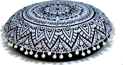 Vista 22 de Funda de almohada redonda con diseño de mandala para el suelo, funda de cojín para asiento, hippie, decorativa, bohemio, otomano, funda de puf Flor