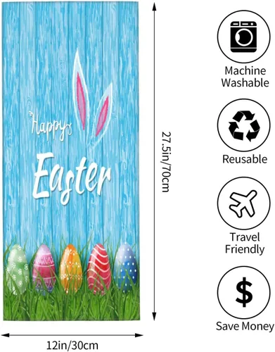 Vista 3 de Divertidos toallas de mano suaves de conejo de Pascua, toalla de baño, decorativa, multiusos para yoga, baño, hotel, gimnasio, 12 x 27.5 pulgadas