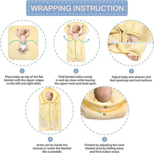Vista 3 de JOIE BEAN Manta de envolver ajustable para bebé, manta para niños pequeños y bebés, saco de dormir 2 en 1, saco de dormir y manta portátil