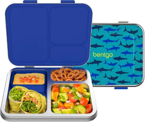 Vista 11 de Bentgo Kids Prints - Lonchera de acero inoxidable con 3 compartimentos Recipiente de silicona para niños de más de 3 años, duradero, sin olor