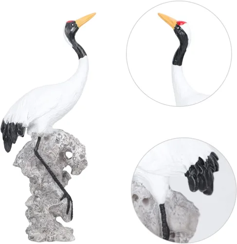 Vista 4 de Holibanna Prácticos adornos de grúa blanca para decoración de bonsái para el hogar, decoración de jardín