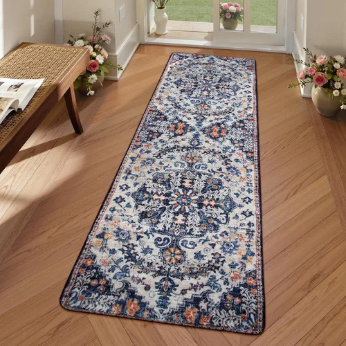 Vista 20 de Lahome Alfombra Floral Bohemio Medaillon - 2x3 Pequeña Alfombra de Baño Rosa Caliente, Alfombra de Cocina, Lavable a Máquina, Antideslizante, Suave
