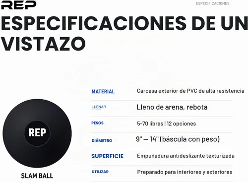 Vista 7 de REP Pelotas de golpe con peso, pelotas de ejercicio y fitness para entrenamiento de fuerza, agarre de goma suave, pelota medicinal sin rebote