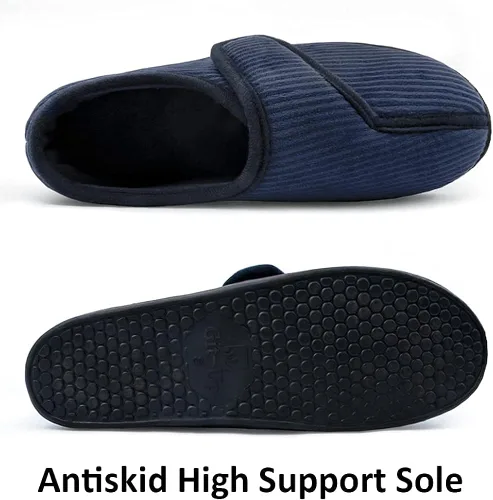 Vista 4 de Git-up Zapatillas diabéticas para hombres, artritis, edema con cierre ajustable, puntera hinchada, pantuflas de espuma viscoelástica, cómodas