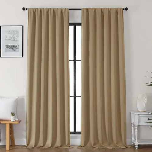Vista 138 de Gwine Cortinas opacas para dormitorio, 54 pulgadas de largo, paneles de cortina de ventana con aislamiento térmico y reducción de ruido, cortinas