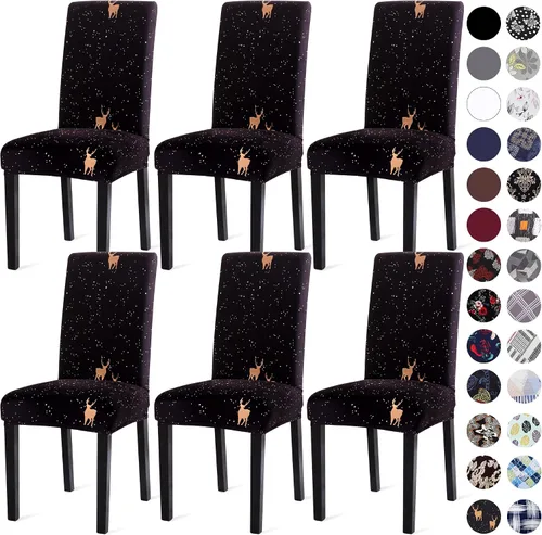Vista 46 de Sufdari Juego de 2 fundas para sillas de comedor, fundas para sillas de cocina, fundas para sillas Parsons, protectores de sillas de elastano