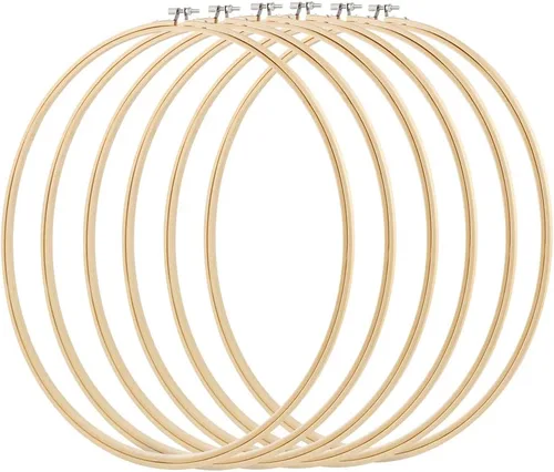 Vista 10 de Caydo 6 piezas de aro de bordado de 3 pulgadas con tornillo de metal, juego de aros de bordado pequeños, anillo de aro de punto de cruz de bambú