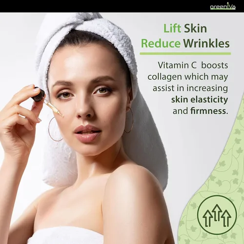 Vista 7 de GreenIVe Suero de vitamina C para cara con ácido hialurónico y colágeno vegetal, suero facial hidratante Tri-Lifting - Cuidado de la piel iluminador