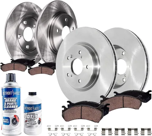 Vista 24 de Detroit Axle - Kit de frenos para Ford 18-21 Transit Connect, Rotores de freno de disco delantero y trasero Pastillas de freno de cerámica 2018 2019
