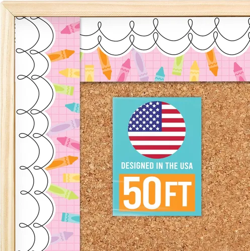 Vista 20 de Bordes de tablón de anuncios de 50 pies para decoración de tablones de Boho silenciado