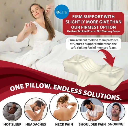 Vista 2 de Therapeutica Almohada cervical ergonómica para aliviar el dolor de cuello Blanco