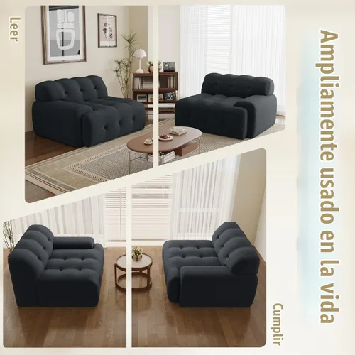 Vista 7 de Sofá modular modular de 86.6 pulgadas, sofá biplaza de gran tamaño, tela de malla 3D, cómodo sofá de nube, sofá curvado para sala de estar, oficina