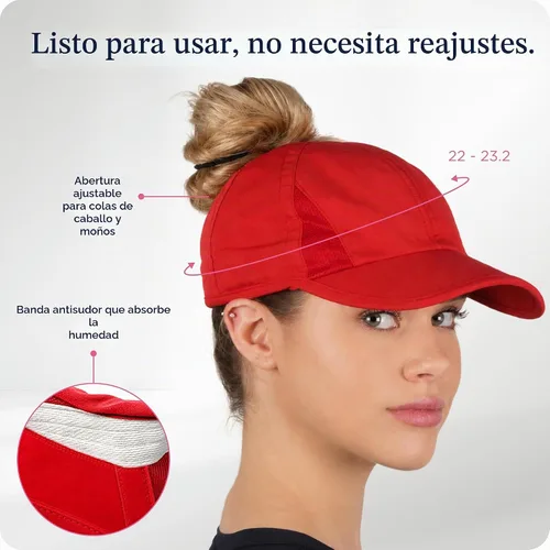 Vista 2 de Ponyflo Gorra de béisbol con coleta para mujer - Gorras con coleta para mujer, gorra con coleta para cabello rizado, gorra de béisbol para mujer