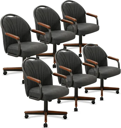 Vista 24 de Chromcraft Juego de 1 silla, silla con ruedas dobles suaves para cocina