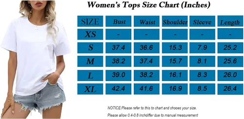 Vista 5 de Yesqueen Camiseta casual de manga corta con cuello redondo para mujer, holgada, de algodón básico