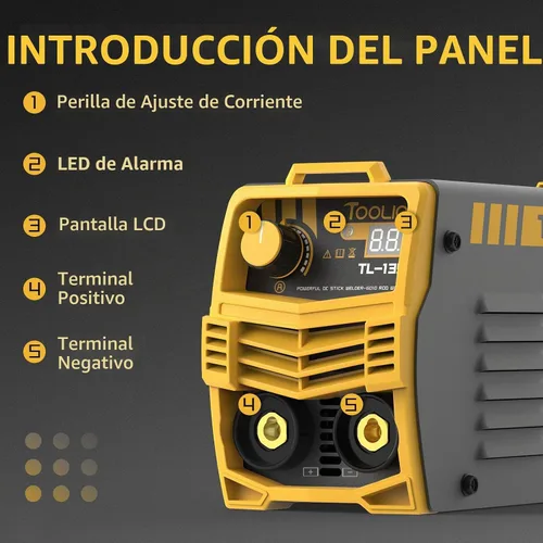 Vista 2 de TOOLIOM 135A Soldador de varilla mini 110V soldador MMA ARC máquina soldadora inversora CC con pantalla digital máquina de soldar portátil