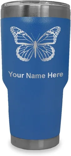 Vista 14 de LaserGram Vaso aislado al vacío de 20 onzas, mariposa monarca, grabado personalizado incluido (negro)