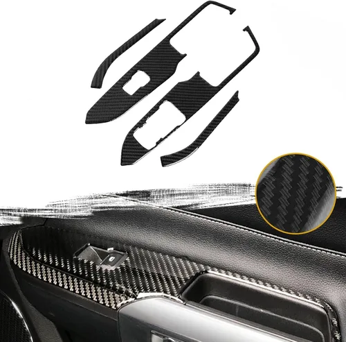 Vista 13 de Xotic Tech - Cubierta para panel de cambio de marchas, fibra de carbono suave auténtica, compatible con Ford Mustang 2015-2023 Negro carbón