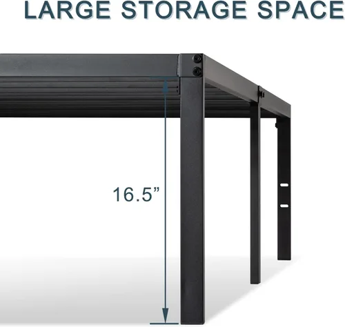 Vista 5 de Base de cama de plataforma de metal de 18 pulgadas, base de colchón de listones de acero resistente, compatible con cabecero, no necesita somier