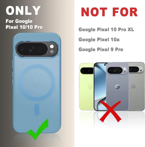 Vista 208 de Funda para Google Pixel 10 Pro XL, cubierta magnética mate, color negro Fit for MagSafe, Screen Protector included, Shockproof Military Grade