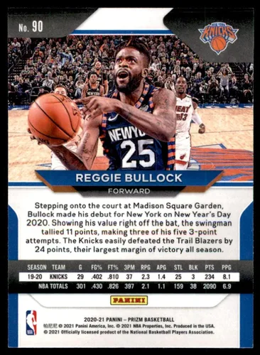 Vista 2 de 2020-21 Panini Prizm Basketball #90 Reggie Bullock