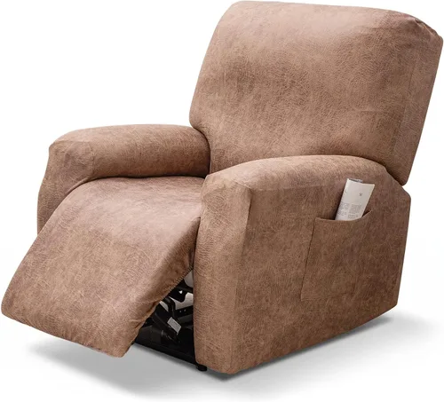 Vista 23 de MIFXIN Funda reclinable de terciopelo de 4 piezas, elástica de 1 asiento, fundas de sofá reclinable, fundas elásticas suaves para sillas Verde Oscuro