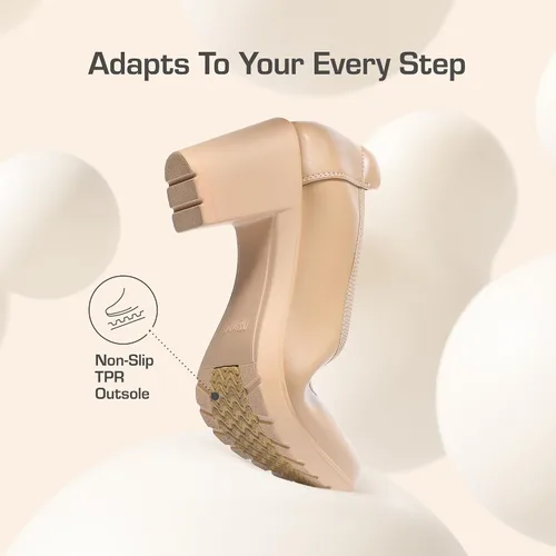 Vista 4 de DREAM PAIRS Zapatos de tacón bajo con punta cerrada y gruesos para mujer, zapatos de trabajo cómodos con punta redonda, zapatos de boda Nereida