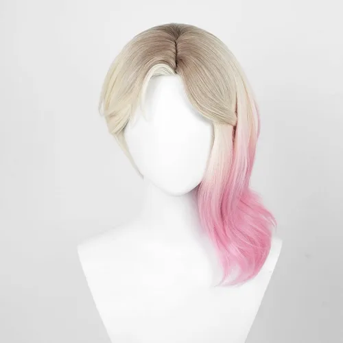 Vista 3 de Gorgewg Pelucas cortas rubias rosas para Stacy Cosplay peluca adulta mujeres disfraz fiesta juego de rol pelo sintético