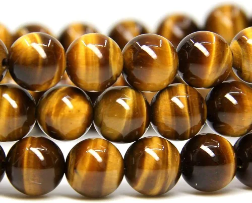 Vista 4 de CCBFY Pulsera elástica hecha a mano con gemas de ojo de tigre de 0.315in, cuentas redondas de 7 pulgadas, unisex