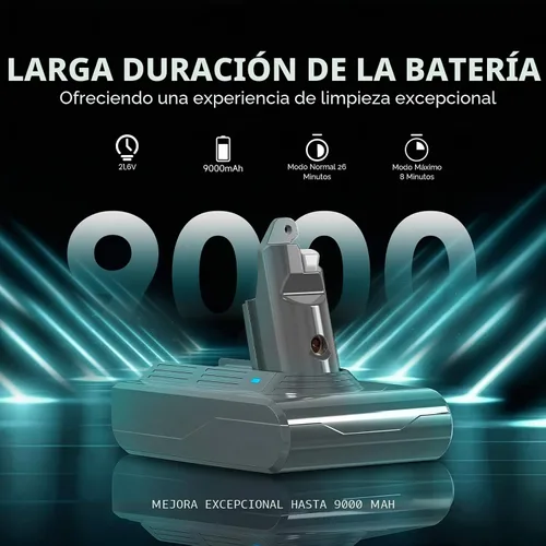 Vista 2 de EGR Repuesto de batería premium de 6200 mAh V6 compatible con Dyson V6 Animal V6 Absolute V6 Motorhead V6 Fluffy SV03 SV04 SV05 SV06 SV07 SV09 DC58