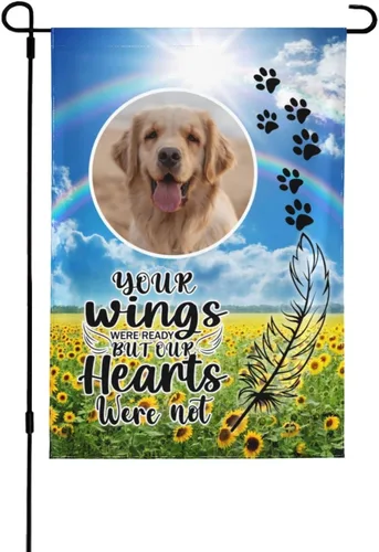 Vista 11 de Bandera de memoria personalizada con nombre de foto, fecha, letrero funerario personalizado, bandera conmemorativa personalizable para jardín