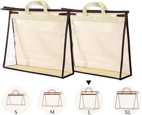 Vista 9 de fazhongfa 2 bolsas para el polvo para bolsas, organizador de almacenamiento de bolsos transparentes, no tejidas, bolsa colgante con cremallera y asa