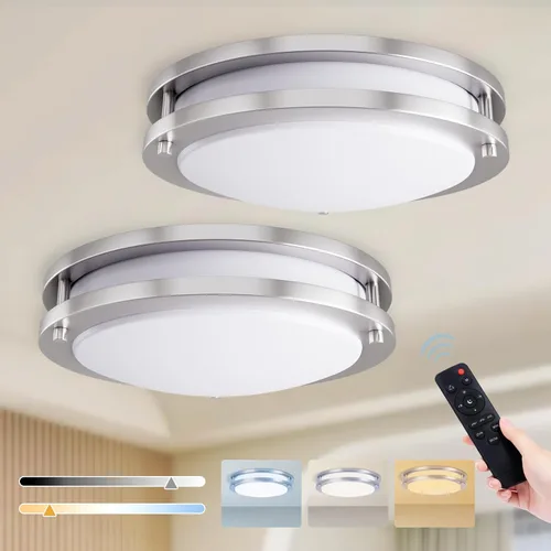 Vista 11 de Kalium - Lámpara de techo LED con control remoto de 10 pulgadas, lámpara de techo empotrada, 18W 3000K-6000K temperatura de color ajustable