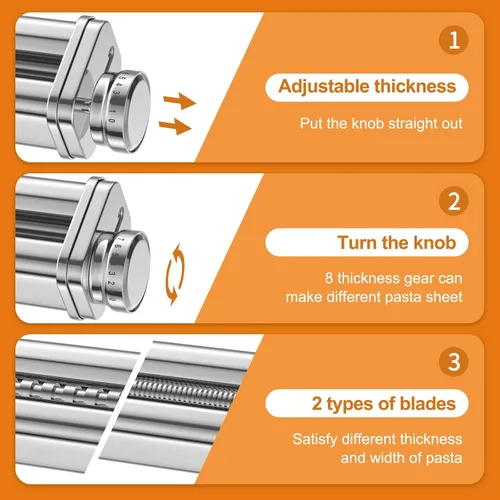 Vista 3 de Accesorio para hacer pasta para batidoras de pie KitchenAid, acero inoxidable para ayuda de cocina, accesorio de pasta, incluye rodillo de hoja