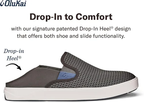 Vista 4 de OLUKAI Lae'ahi - Tenis sin cordones para hombre, sensación ligera de descalzo y malla transpirable, tacón resistente al agua y suelas de goma