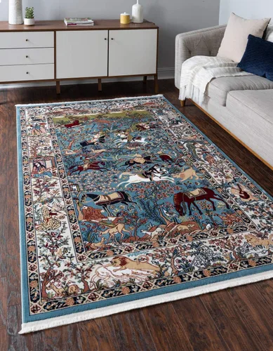 Vista 18 de Unique Loom Narenj Collection - Alfombra de área Birmingham (octágono de 5 pies 1 pulgada, azul/borgoña)